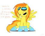  2011 bedroom_eyes ears english_text equine eyewear female friendship_is_magic goggles hair horse multi-colored_hair my_little_pony pegasus plain_background pony socks solo spitfire_(mlp) spitshy tail white_background wings wonderbolts_(mlp) 