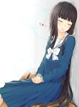  bangs black_hair blunt_bangs closed_eyes drooling himegami_aisa long_hair long_skirt saliva school_uniform skirt sleeping solo to_aru_majutsu_no_index very_long_hair yubari_rumoi 