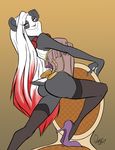  burlesque corset female heel high_heels invalid_tag legwear mammal panda quelico shalinka_(character) stockings teasing 