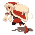  aroha_j bad_id bad_pixiv_id bag baozi boots christmas copyright_request food hat mouth_hold pantyhose sack santa_costume santa_hat solo 