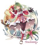  :d adapted_costume bag boots capelet cat christmas dress english eyepatch feiwing fur_trim gloves green_hair highres holly hood looking_at_viewer merry_christmas open_mouth pantyhose paw_print ruko_(tartaros) sack santa_costume signature skirt smile tartaros_online text_focus thighhighs yellow_eyes 