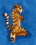  anthro butt crossed_arms feline female kung_fu_panda mammal master_tigress nude orange_iris pantherine simple_background solo tiger x13 young 