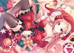  asymmetrical_clothes cake christmas detached_sleeves easy_(easycrew) fingerless_gloves food frills garter_straps gift gloves hat headphones lee_byung_hee letter long_hair lucia_(pangya) ornament pangya red_gloves ribbon santa_costume santa_hat solo thighhighs very_long_hair 