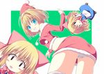  alice_margatroid aqua_eyes ass blonde_hair hair_ribbon hairband md5_mismatch nirap panties pantyshot ribbon santa_costume shanghai_doll short_hair solo touhou underwear white_panties 