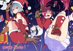  accio alternate_costume antlers bad_id bad_pixiv_id bare_back blue_eyes blue_hair boots bow brand_name_imitation cape christmas fang food gift gloves hair_bow kyubey long_hair mahou_shoujo_madoka_magica miki_sayaka multiple_girls panties pink_panties pleated_skirt pocky ponytail red_eyes red_hair reindeer_antlers sakura_kyouko santa_boots santa_costume short_hair skirt smile sweatdrop underwear 