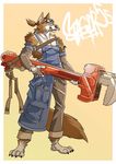  canine clothing detached_sleeves engineer eyewear furious goggles male mammal mechanic muscles overalls pants solo tail tools wolf wrench 