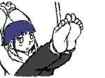  animated animated_gif arms_up barefoot bdsm bondage clenched_teeth closed_eyes daticklamasta eyes_closed feathers feet gif hyuuga_hinata laughing lowres naruto soles tickling torture 
