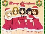  :d ;o absurdres akiyama_mio alternate_costume arm_around_shoulder arm_grab bangs bare_shoulders beige_background bell black_eyes black_hair blue_eyes blunt_bangs blush bow breasts brown_eyes brown_hair bug bunny_ears_prank butterfly candle christmas_ornaments christmas_tree christmas_wreath clenched_hands closed_mouth cowboy_shot dress english eyebrows frown fur_trim hair_between_eyes hair_ornament hairband hairclip hand_on_another's_shoulder hat heart highres hirasawa_yui holding_arm holly insect k-on! kotobuki_tsumugi legs_apart legs_together light_brown_hair light_smile lineup long_hair long_sleeves looking_at_viewer medium_breasts multiple_girls mushroom nakano_azusa off_shoulder one_eye_closed open_mouth parted_bangs pillarboxed raised_eyebrows red_dress red_hat ribbon santa_costume santa_hat short_dress short_hair side-by-side sidelocks skirt skirt_tug small_breasts smile snowflakes square standing star surprised tainaka_ritsu tan thick_eyebrows thigh_gap twintails v wince wreath yukiyo_(otca202) 