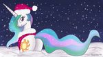  alicorn christmas coat cutie_mark equine female feral friendship_is_magic hat holidays horn horse mammal my_little_pony pegacorn pony princess_celestia_(mlp) santa_hat smile snow solo unicorn wings 