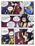  ahri animal_ears anthro armor bandage blush breasts canine cling comic fangs female fox human kimmundo korean league_of_legends licking male mammal orb penis seduce sweat tongue translation_request vein warwick 