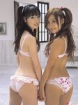  2girls akiyama_rina ass balck_hair bra brown_hair dark_skin japanese kiguchi_aya lingerie long_hair panties photo pigtails underwear 