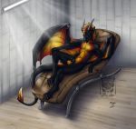  2018 anthro balls digital_media_(artwork) dragon drerika erection horn knot male penis scalie solo 