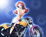  1girl blush breasts censored large_breasts mona mona_(warioware) motorcycle nipples nude pubic_hair smile solo tansoku102cm warioware 