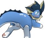  alpha_channel anus blue_eyes blush butt dripping eeveelution eeveelutions female feral hi_res looking_back nintendo nude pawpads plain_background pok&#233;mon pokemon pussy pussy_juice solo transparent_background unknown_artist vaporeon video_games 