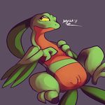  female grovyle kayla-na mel_the_hybrid nintendo nude plain_background pok&#233;mon pokemon presenting pussy solo spread_legs spreading video_games 