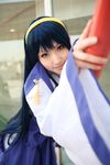  blue_hair cosplay hairband highres himemiya_chikane japanese_clothes kannazuki_no_miko miko photo robe robes saya saya_(cosplayer) 