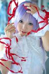  al_azif cosplay cuffs demonbane dress frills hair_ribbon hair_ribbons highres kipi-san photo purple_hair ribbon ribbons ruffles 