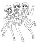  akashi_kaoru b.a.b.e.l._uniform greyscale monochrome multiple_girls nogami_aoi sannomiya_shiho school_uniform sketch the_children zettai_karen_children 