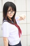  character_request cosplay glasses highres momoneko_haru photo school_uniform serafuku source_request tagme_character tagme_series 
