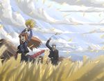  1girl amane_takashi bad_id bad_pixiv_id cloud craft_lawrence day holo long_hair sky spice_and_wolf wheat 