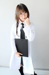  clipboard cosplay d.gray-man footwear glasses labcoat lou_fa photo socks takamura_mashiro twintails 