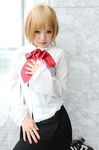  amane_misa blonde_hair cosplay death_note kipi-san long_skirt photo skirt striped 