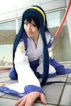  blue_hair cosplay hairband highres himemiya_chikane japanese_clothes kannazuki_no_miko miko photo robe robes saya saya_(cosplayer) 