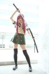  cosplay highres katana photo red_hair redhead sailor sailor_uniform saya saya_(cosplayer) school_uniform serafuku shakugan_no_shana shana sword thigh-highs thighhighs weapon 