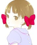  :t brown_eyes brown_hair close-up copyright_request face hair_ribbon pout ribbon short_hair solo yuufuushi 