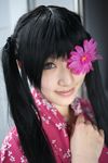  black_hair cosplay eyepatch flower gintama highres japanese_clothes photo solo twintails yagyuu_kyuubei yagyuu_kyuubei_(cosplay) 