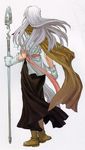  cape eiyuu_densetsu fantasy gueld highres iwasaki_minako legend_of_heroes long_hair minako_iwasaki scan staff white_hair 