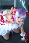  al_azif cosplay cuffs demonbane dress frills hair_ribbon hair_ribbons highres kipi-san photo purple_hair ribbon ribbons ruffles 