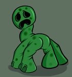  all_fours armless butt creeper empty_eyes female green_body grey_background looking_back minecraft multi_limb multiple_legs plain_background pussy solo source_request stare unknown_artist video_games 