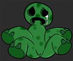  armless creeper crying empty_eyes female green_body looking_at_viewer minecraft multi_limb multiple_legs pussy sitting solo source_request spread_legs spreading stare tears unknown_artist video_games 
