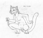  amarimasi black_and_white feline female khajiit mammal monochrome nude pencils skyrim solo the_elder_scrolls the_elder_scrolls_v:_skyrim video_games 