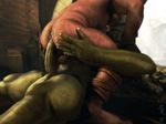  2006 3d anal anal_penetration balls big_penis butt cgi corwyn cum cum_in_ass cum_inside erection gay human humanoid_penis interspecies kissing lying male mammal not_furry nude on_back orc penetration penis sex 