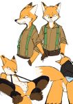  2017 animal_genitalia anthro balls bottomless canine clothed clothing fox mammal mane manmosu_marimo senior_fox sheath simple_background solo white_background 