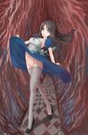  1girl alice alice:_madness_returns alice_(wonderland) alice_in_wonderland alice_madness_returns american_mcgee&#039;s_alice american_mcgee's_alice artist_request black_hair bottomless breasts dress dress_lift green_eyes highres no_panties pussy sideboob solo thighhighs uncensored 