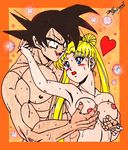  crossover dragon_ball_z sailor_moon son_goku usagi_tsukino 