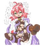  anal artist_request blush breasts chocobo&#039;s_dungeon chocobo's_dungeon final_fantasy green_eyes kerger360 nipple_penetration nipples pink_hair pussy shirma shirma_magnolie small_breasts tentacle torn_clothes translation_request white_mage 