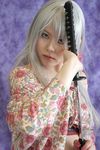  cosplay midriff natsume_maya photo sandals silver_hair sword takizawa_kazuya tenjou_tenge weapon 