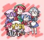  :d :o apron arms_behind_back ascot bat_wings blonde_hair bloomers blue_eyes blue_hair blue_ribbon bow braid chibi china_dress chinese_clothes colorful crescent dress dress_shirt fang flandre_scarlet frills game_boy_advance grey_hair handheld_game_console hands_on_hips happy hat hat_bow head_wings hemogurobin_a1c hong_meiling izayoi_sakuya kneeling koakuma long_hair long_sleeves low_wings maid maid_headdress multiple_girls necktie no_nose open_mouth patchouli_knowledge pink_dress playing_games pointing pointy_ears purple_dress purple_eyes purple_hair red_eyes red_hair red_ribbon remilia_scarlet ribbon shirt short_hair short_sleeves side_ponytail simple_background sitting skirt skirt_set smile star touhou twin_braids underwear v_arms very_long_hair vest video_game waist_apron wings |_| 
