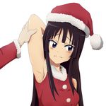  akiyama_mio amaru_keiichi armpits black_eyes black_hair christmas highres k-on! long_hair santa_costume solo 