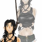  absurdres bdsm black_lagoon bondage hanging highres nervous noose revy revy_(black_lagoon) rope scared tank_top 