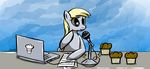  derpy_hooves_(mlp) equine female feral freefox friendship_is_magic laptop mammal microphone muffins my_little_pony pegasus solo wings 