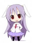  animal_ears bunny_ears chibi hand_on_hip highres ladfa long_hair necktie open_mouth purple_hair red_eyes red_neckwear reisen_udongein_inaba shirt skirt smile solo touhou very_long_hair 