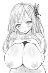  boku_wa_tomodachi_ga_sukunai breasts cleavage haganai hair_ornament huge_breasts inverted_nipples kashiwazaki_sena long_hair monochrome nipples poin_(hidsuki) sena_kashiwazaki 