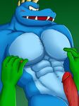  abs balls biceps big_muscles big_penis blue_skin blush crocodile donkey_kong donkey_kong_(series) donkey_kong_country erection fangs gay green_skin horn klubba kremling krusha lift_nail_(pixiv) male muscles nintendo nipple_pinch nipples nude open_mouth pecs penis pose reptile scales scalie sitting sweat vein video_games 