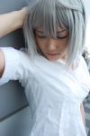  character_request cosplay fan itsuka photo school_uniform serafuku silver_hair source_request tagme_character tagme_series unbuttoned 