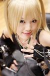  amane_misa blade blades blonde_hair cosplay death_note elbow_gloves gloves highres kipi-san lace photo torn_clothes twintails 